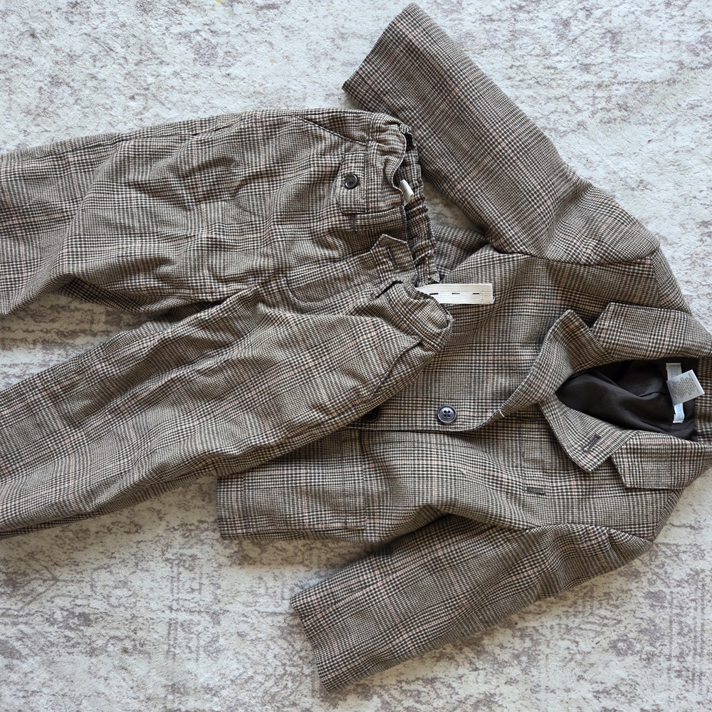 Janie and Jack Brown Plaid Kids Suite 2 Piece